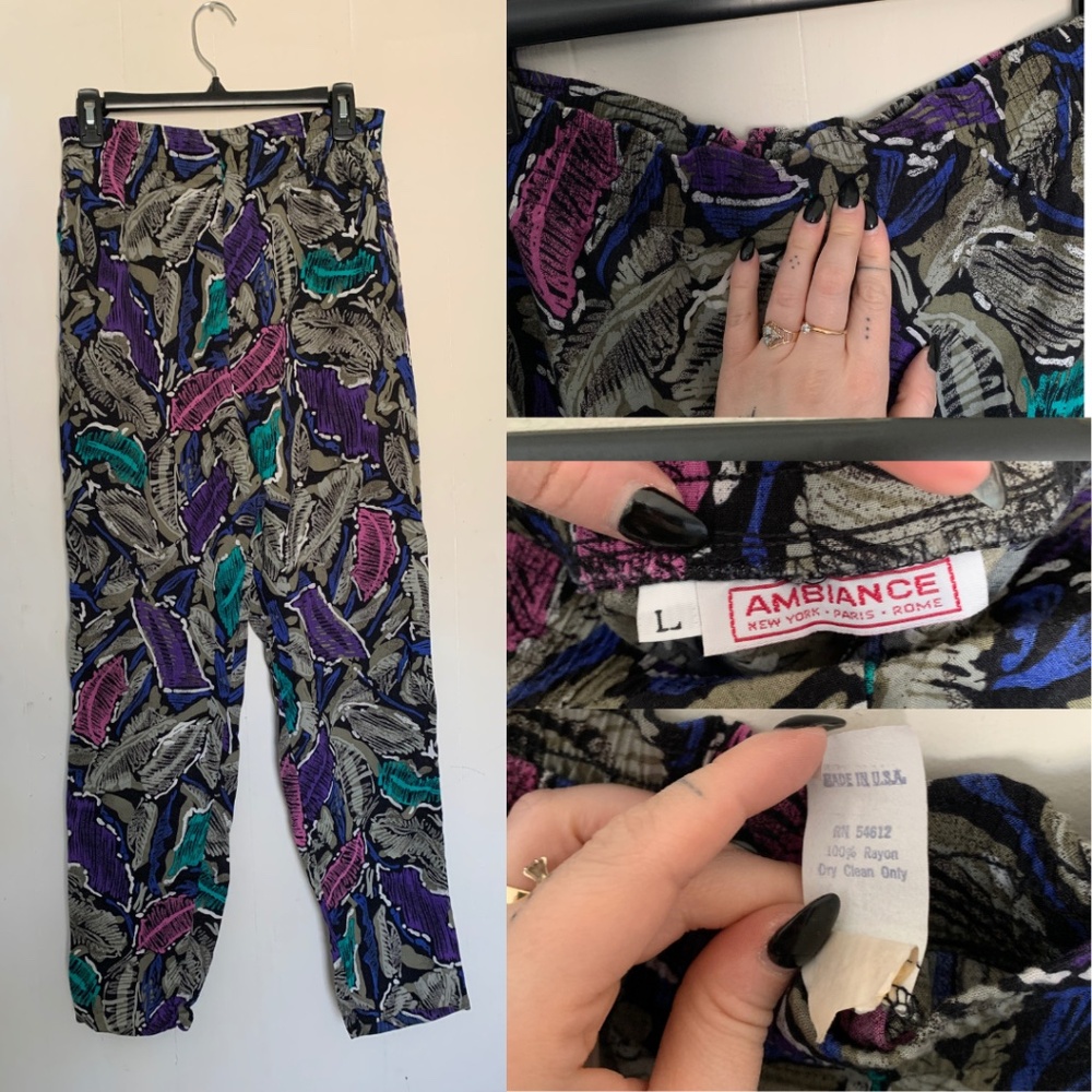 Funky patterned colorful elastic waist easy rayon surf pants brand Ambiance - Picture 3 of 4